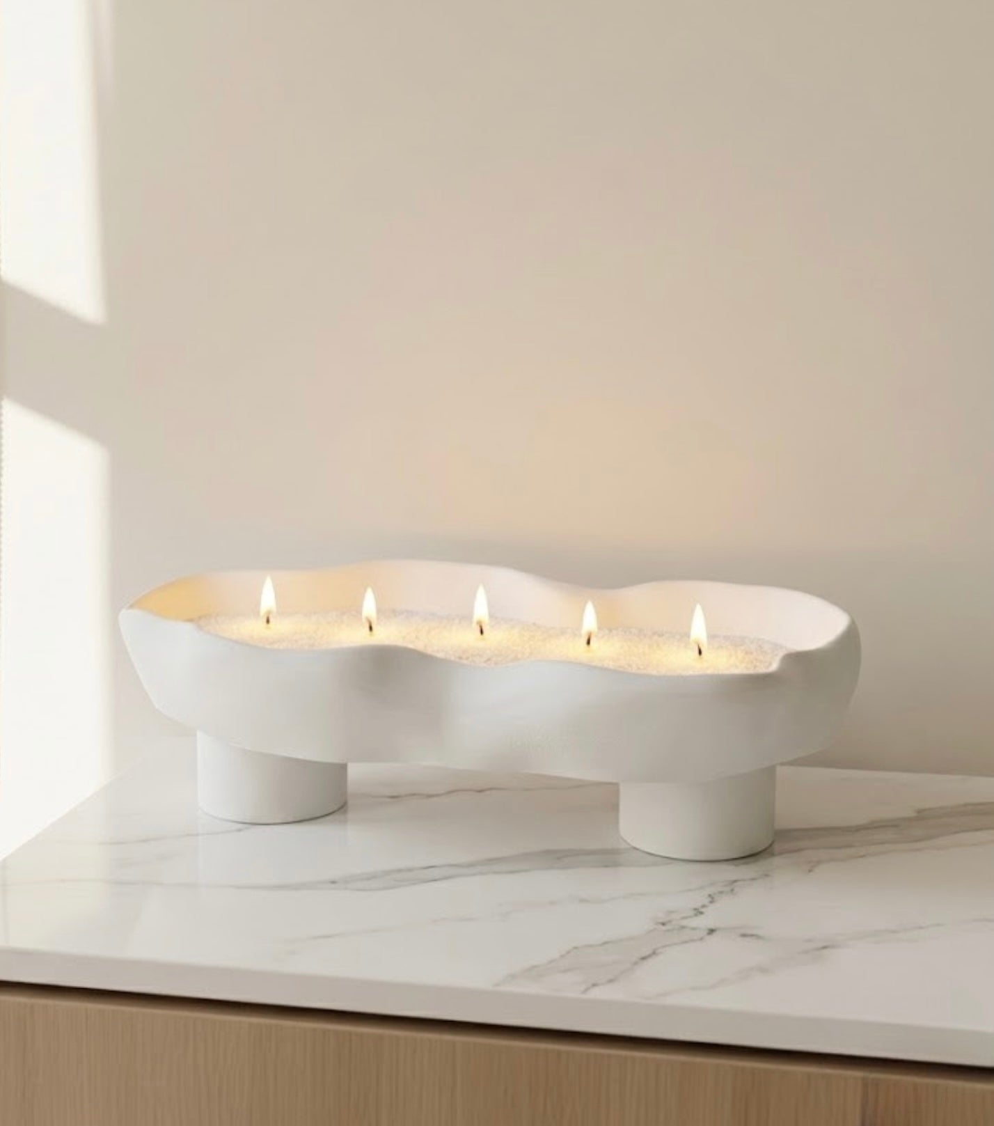 Scalloped Candle Tray-Refillable Sand Wax Candle Vessel